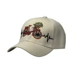 GENERICO - Gorra Unisex de Lona Color Hueso con Bordado de Bicicleta y Visera Curva