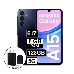SAMSUNG - Celular Galaxy A15 4G 6GB 128GB + Cargador 15W - Negro Azulado