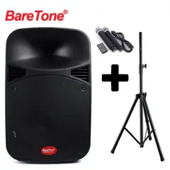 BARETONE - Parlante MAX 15MHWR Recargable + 2 MIC con soporte SPS502M