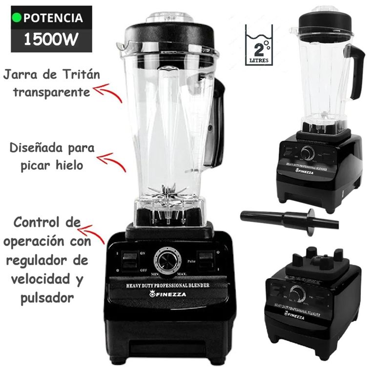 Licuadora Industrial con Perrilla 1500W Negro