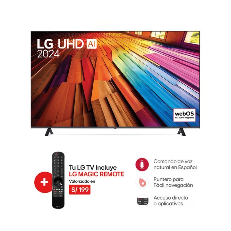 TELEVISOR LED 4K ULTRA HD 75 SMART TV CON THINQ AI 75UT8050PSB 2024