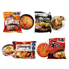 GENERICO - Pack Fideos Ramen 4u Kimchi Udon Tempura Champong Picante