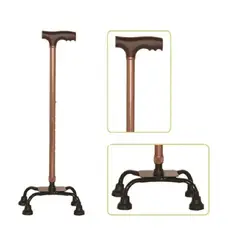 GENERICO - Bastón de 4 Puntas de Aluminio Mango T Bronce