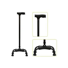 GENERICO - Bastón de 4 Puntas de Aluminio Mango T Negro