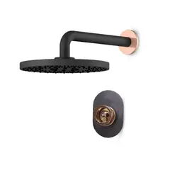 FRATELLI - Mezcladora Rio Series P/Ducha (Brazo 35 Cm & Cabeza 20Cm ) Goldenrose/Black -