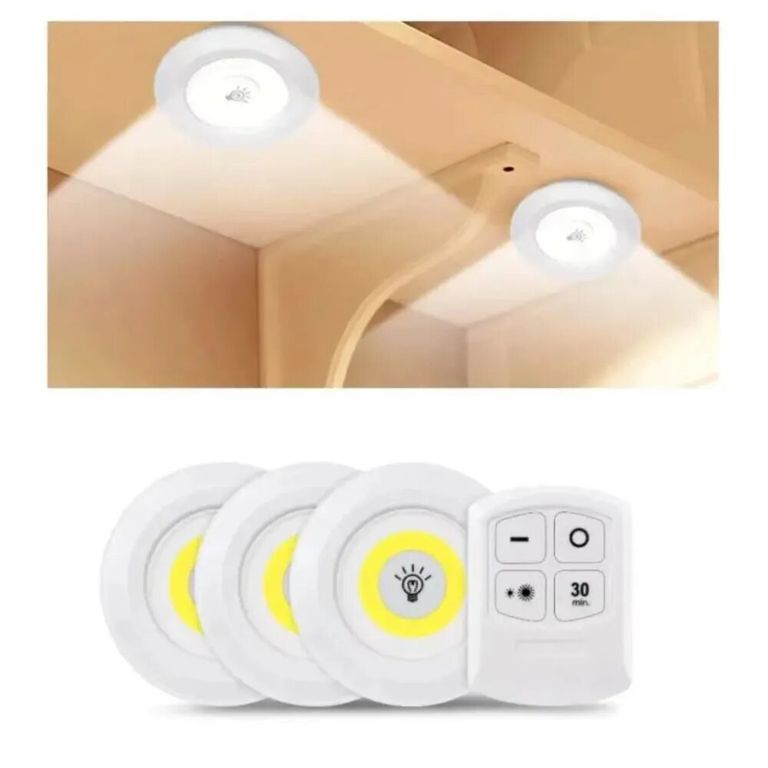 SET 3 FOCOS LED INALAMBRICO CON CONTROL REMOTO