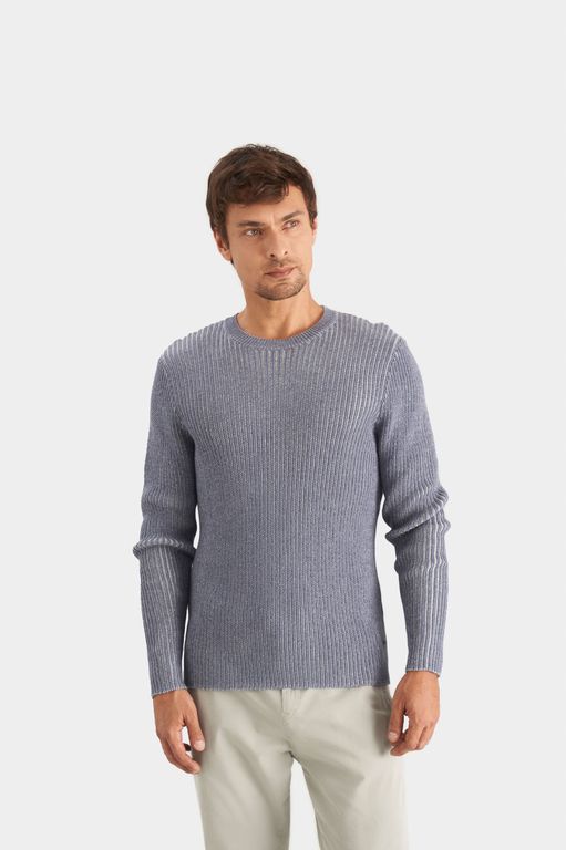 Vélez Sweater Aurora Semifit Hombre Algodón Azul Claro