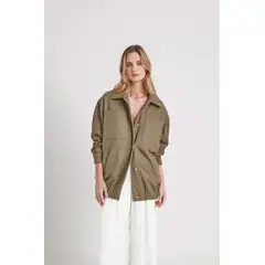 VELEZ - Vélez Casaca Bomber Aurora Mujer Detalles Gamuza Verde Oliva