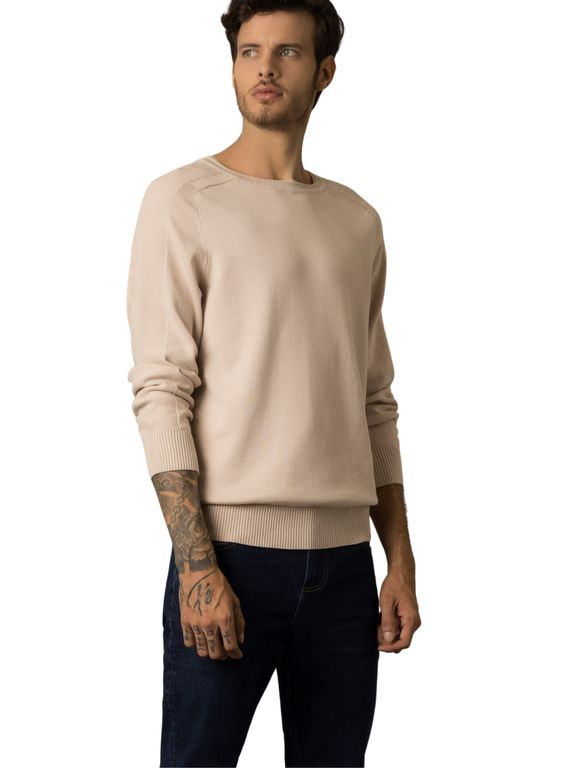 Vélez Sweater Tejido En Algodón Hombre Manga Ranglan Crema