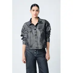 VELEZ - Vélez Casaca Velvet Para Mujer Silueta Trucker Gris