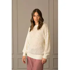 VELEZ - Vélez Sweater Cerrado En Malla Para Mujer Ciruela Crema