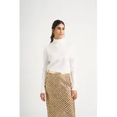 Velez - Vélez Sweater Tejido Básico Maqui Mujer Cuello Tortuga Crema