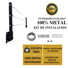 GENERICO - Tendedero Tendal Retráctil Ropa Metálico 3 líneas