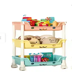 GENERICO - Estante organizador de juguetes kawaii 3 niveles con rueda