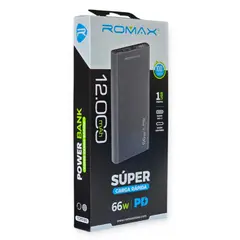 ROMAX - BATERÍA EXTERNA POWER BANK DE 12 000 mAh CON CARGA SUPER RÁPIDA DE 66W