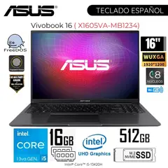 ASUS - Laptop VivaBook X1605VA-MB1234 Intel Core i5-13420H 16GB RAM 512GB SSD 16" WUXGA IPS Free Dos