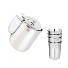 GENERICO - Jarra de 2 L con 4 vasos de acero