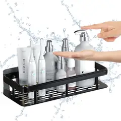 ELMEJORPRECIO - Repisa Organizadora de Aluminio Para Baño PinPin Negro