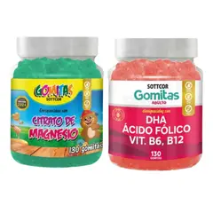 GENERICO - PACK 2 GOMITAS CITRATO DE MAGNESIO NIÑOS + DHA ACIDO FOLICO 260 UND