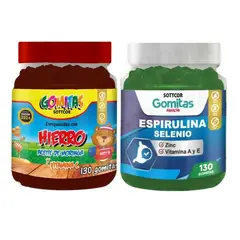 GENERICO - PACK 2 GOMITAS HIERRO NIÑOS + ESPIRULINA ADULTOS 260 UND