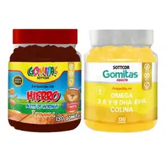 GENERICO - PACK 2 GOMITAS HIERRO NIÑOS + OMEGA 3 ADULTO 260 UND
