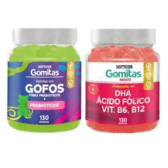 GENERICO - PACK 2 GOMITAS GOFOS PARA NIÑOS + DHA ACIDO FOLICO 260 UND