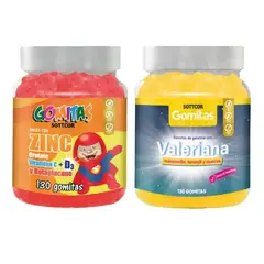GENERICO - PACK 2 GOMITAS ZINC OROTATE NIÑOS 130UND + GOMITAS VALERIANA 130UND
