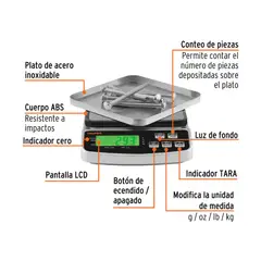 TRUPER - Balanza Electronica de Precision 3Kg BASE-3 Recargable