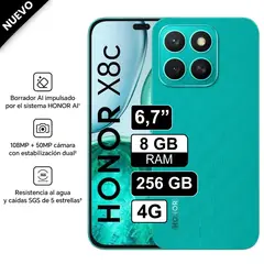 HONOR - Celular X8C 256GB 8GB RAM cámara principal 108MP + 5MP frontal 50MP 65 Pulg Verde
