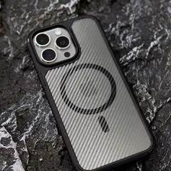 OEM - Funda protector magsafe textura de fibra de carbono IPHONE 14 PRO MAX