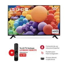 LG - Televisor 50 Pulg. LED Smart TV 4K UHD con ThinQ AI 50UT7300PSA l Control Magic