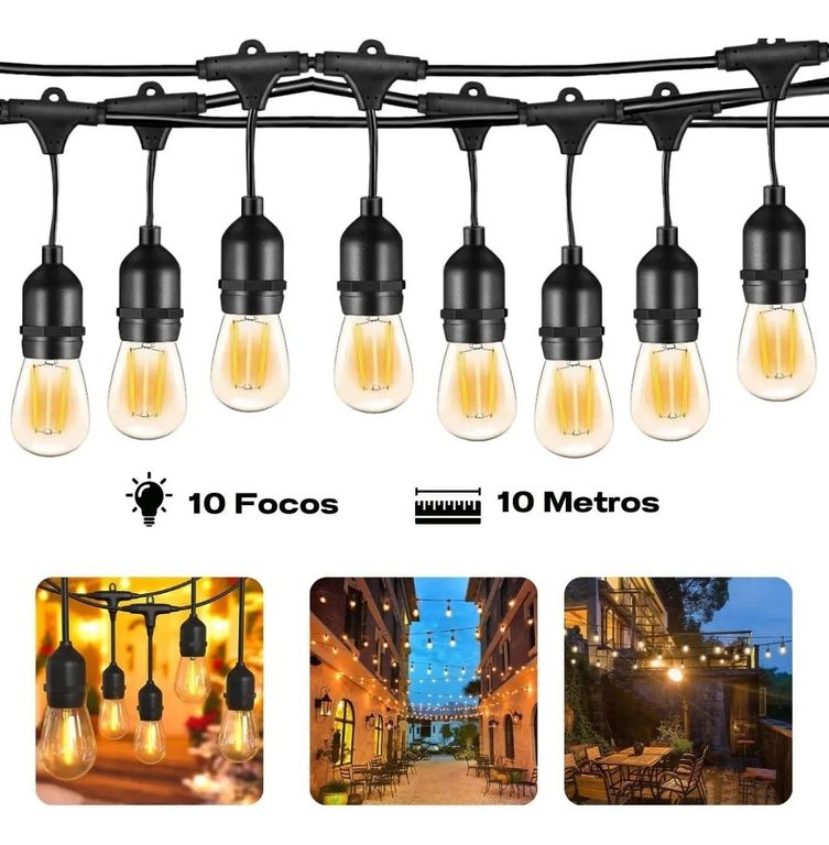 GUIRNALDA DE 10 METROS CON 10 FOCOS ACOPABLE SIN PANEL SD12023