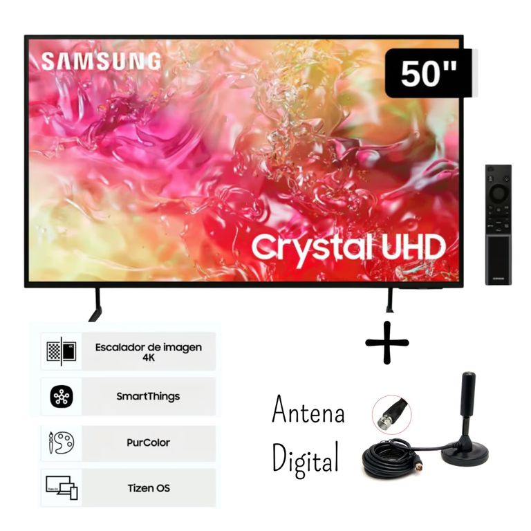 Televisor 50 Pulgadas Crystal UHD 4K Tizen OS UN50DU7000G + Antena Digital (2024)