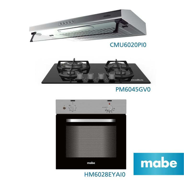 Combo Campana + Encimera 60cm+ Horno Eléctrico CMU6020PI0PM6045GV0HM6028EYAI0