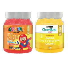 GENERICO - PACK 2 GOMITAS ZINC OROTATE NIÑOS 130UND + GOMITAS OMEGA 3 130UND