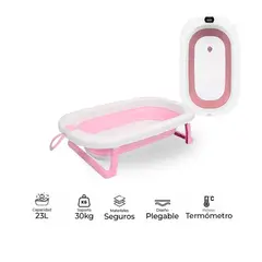 GENERICO - Bañera Tina Plegable Con Termómetro Rosado