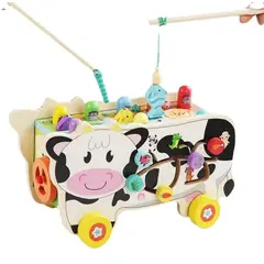 GENERICO - XILOFONO VACA DE MADERA MULTIFUNCIONAL 8 EN 1