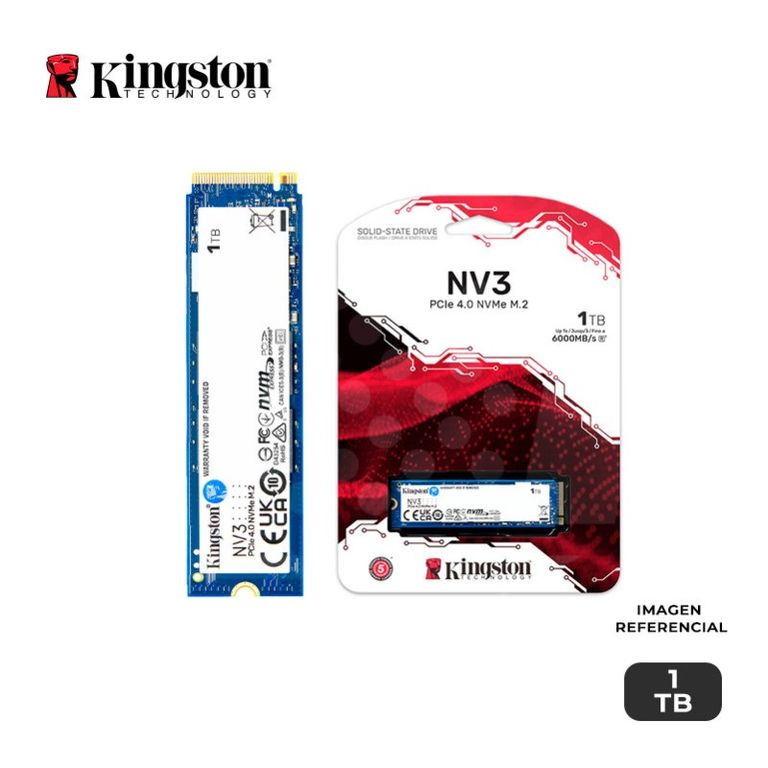 SSD 1TB NV3 M.2 NVME PCI 4.0, VELOCIDAD LECTURA: 6000 MBPS