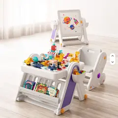 GENERICO - Escritorio multifuncional con pizarra acrilica infantil morado