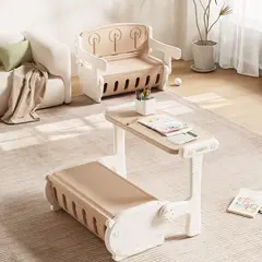 GENERICO - Escritorio multifuncional infantil beige con marrón