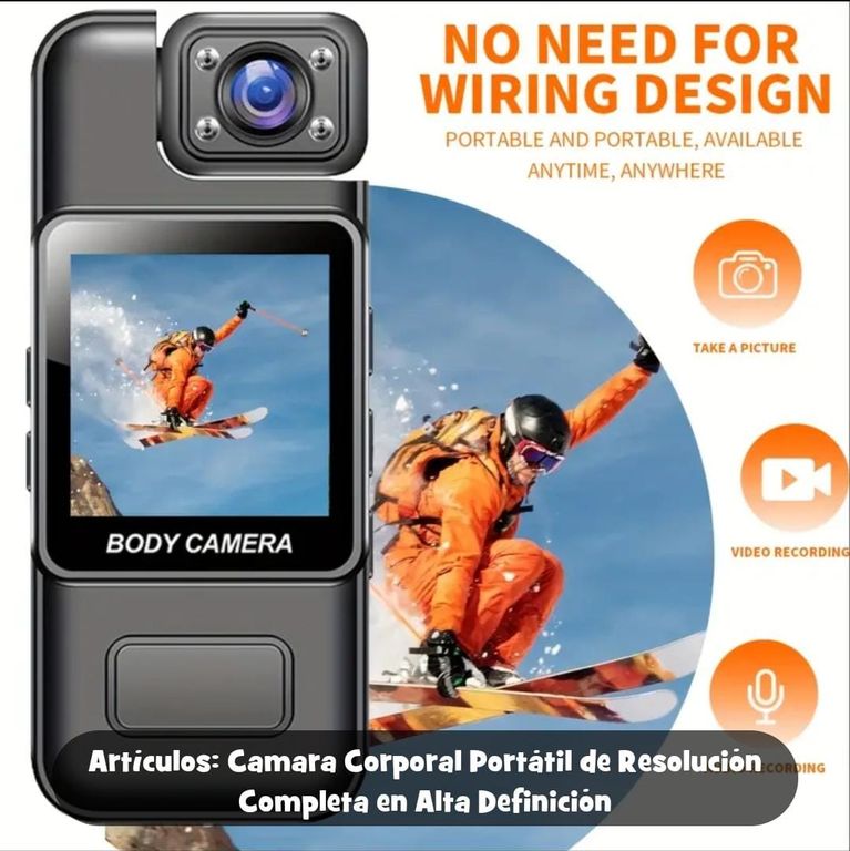 VIDEO CAMARA CORPORAL COLOR NEGRO CON GRABADORA 4K