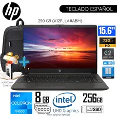 HP - Laptop 250 G9 Intel Celeron N4500 8GB RAM 256GB SSD 15.6" Pulg. HD (A12FJLA#ABM)-Plomo Oscuro