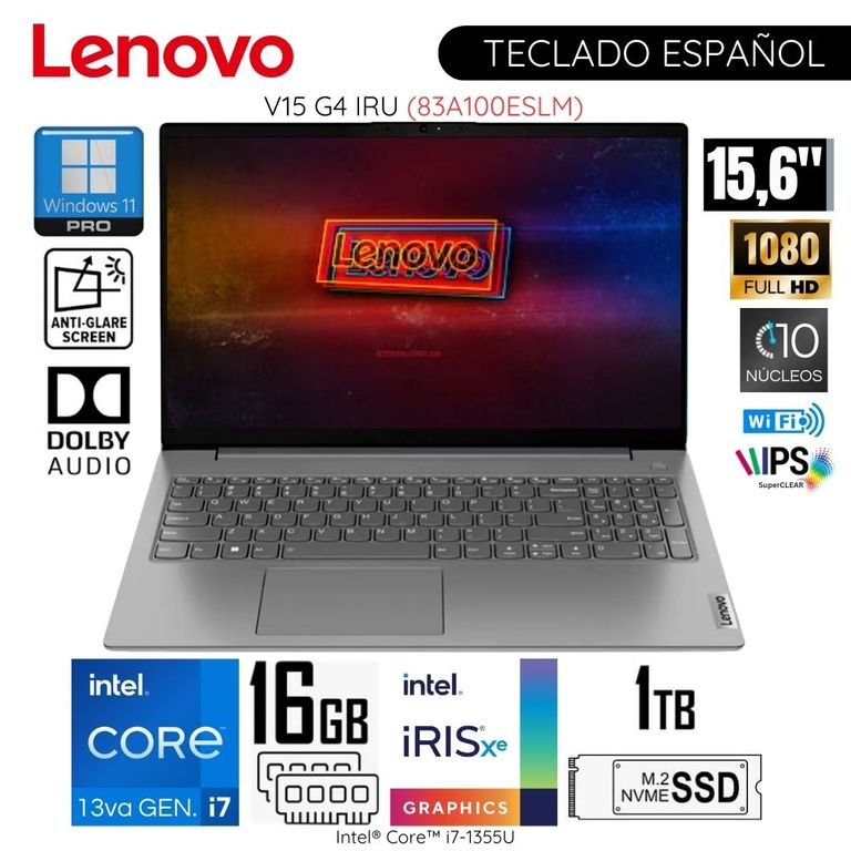 Laptop V15 G4 IRU 15.6"  FHD Intel Core i7-1355U 16GB RAM 1TB SSD 83A100ESLM