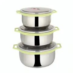 GENERICO - Set 3 Bowls de Almacenamiento Alimentos Herméticas de Acero Inoxidable