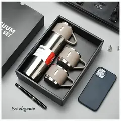 GENERICO - Termo Tomatodo con Tres Tazas de Acero Inoxidable de 500 ml