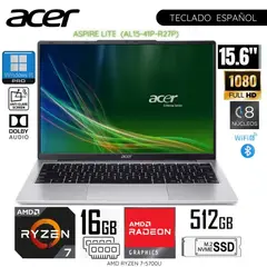 ACER - Laptop AL14-41P-R27P AMD Ryzen7-5700U 16GB RAM 512GB SSD 15.6" - Light Silver