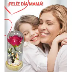 GENERICO - ROSA ETERNA FLOR ARTIFICIAL EN CÚPULA DE CRISTAL LUZ LED