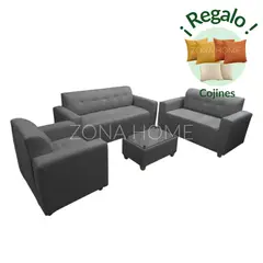 GENERICO - Juego de Sala Prada 3-2-1 - Gris + Mesa de Centro