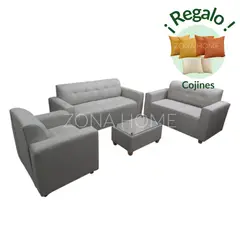 GENERICO - Juego de Sala Prada 3-2-1 - Gris Claro + Mesa de Centro