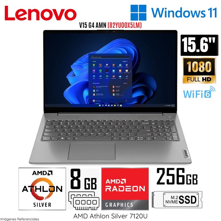 Laptop V15 G4 AMN AMD Athlon Silver 7120U 8GB RAM 256GB SSD 15.6" FHD 82YU00X5LM
